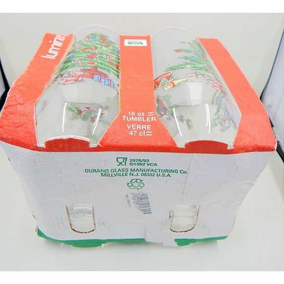 Luminarc Noel Glass Christmas Tree Star Tumblers Cooler 16 OZ Set of 4 - Picture 7 of 8